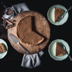 Rooibos milk tart with slices on plates